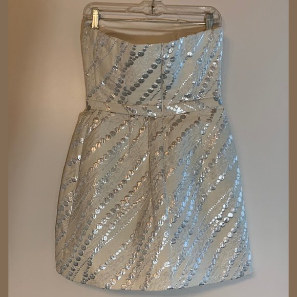 Strapless Mini Bubble Dress: Cream and silver - Picture 3 of 5